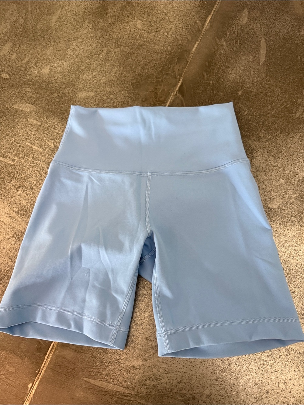 High-Waist Light Blue Women's Active Shorts